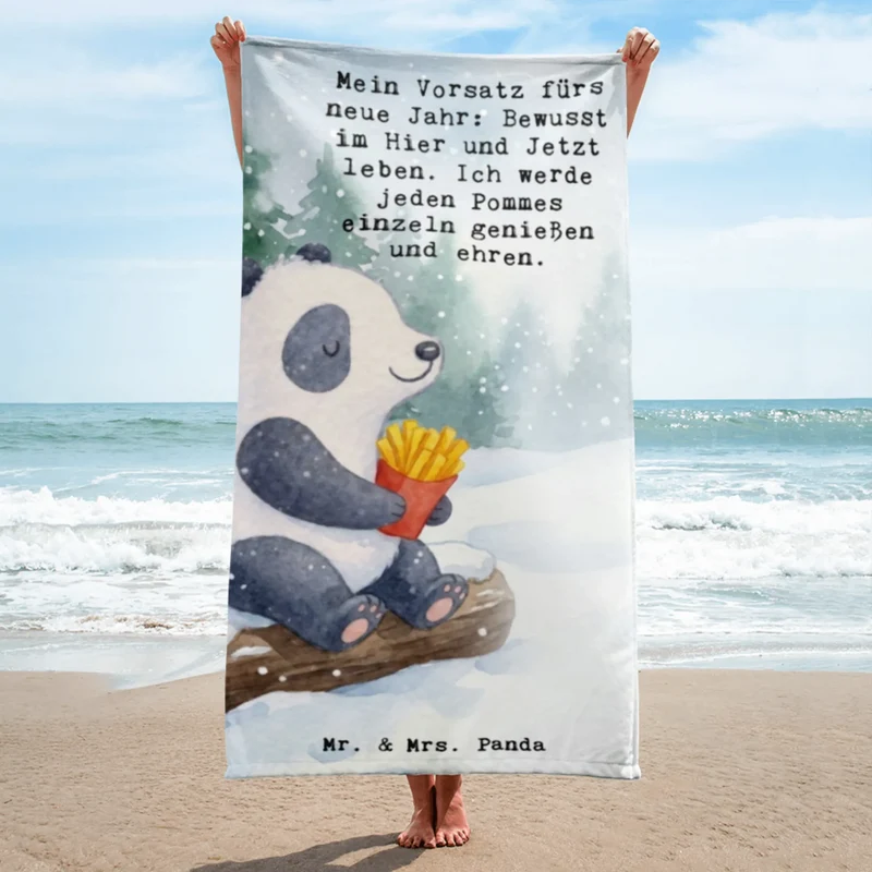 XL Badehandtuch Panda Winter Pommes Design