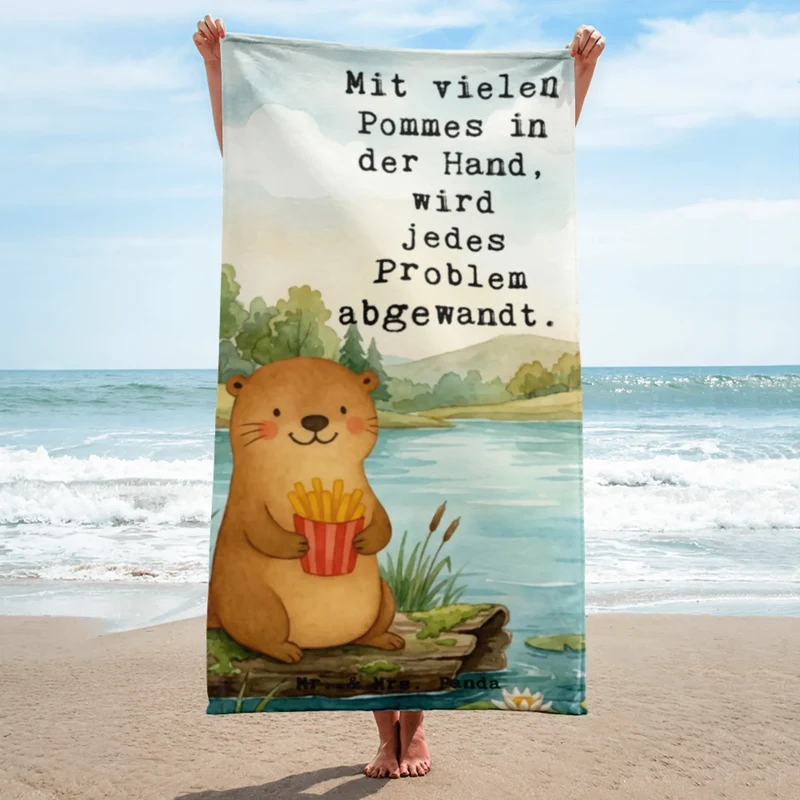XL Badehandtuch Otter See Pommes Design
