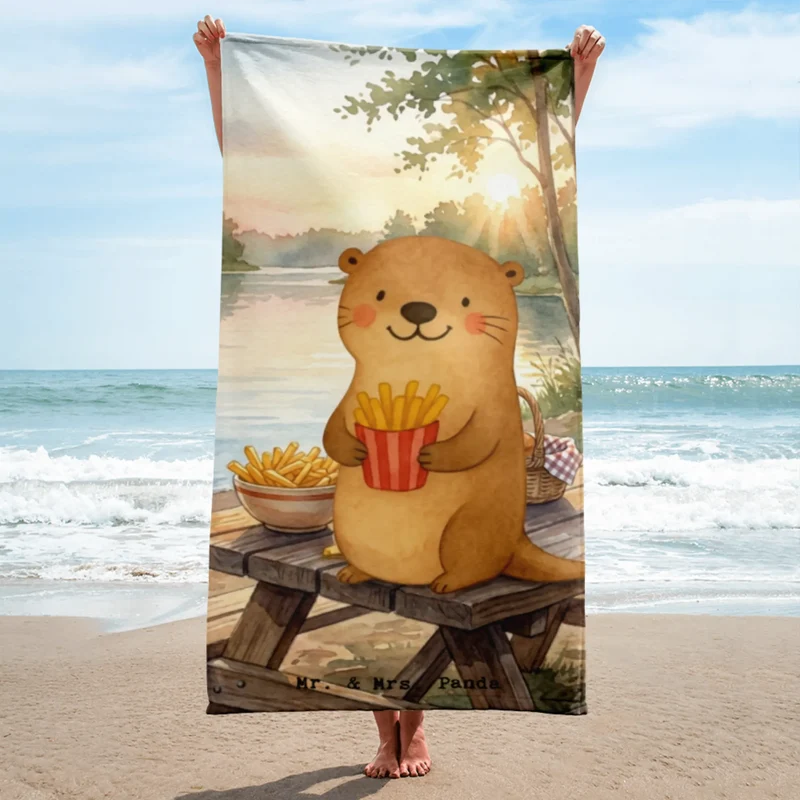 XL Badehandtuch Otter See Pommes Design