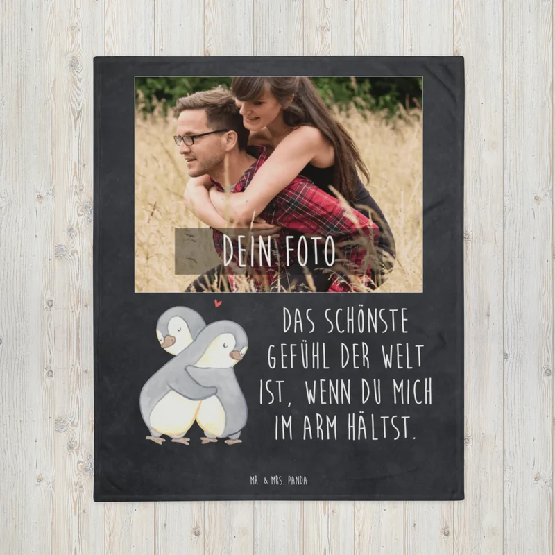 Personalisierte Foto Decke Pinguine Kuscheln