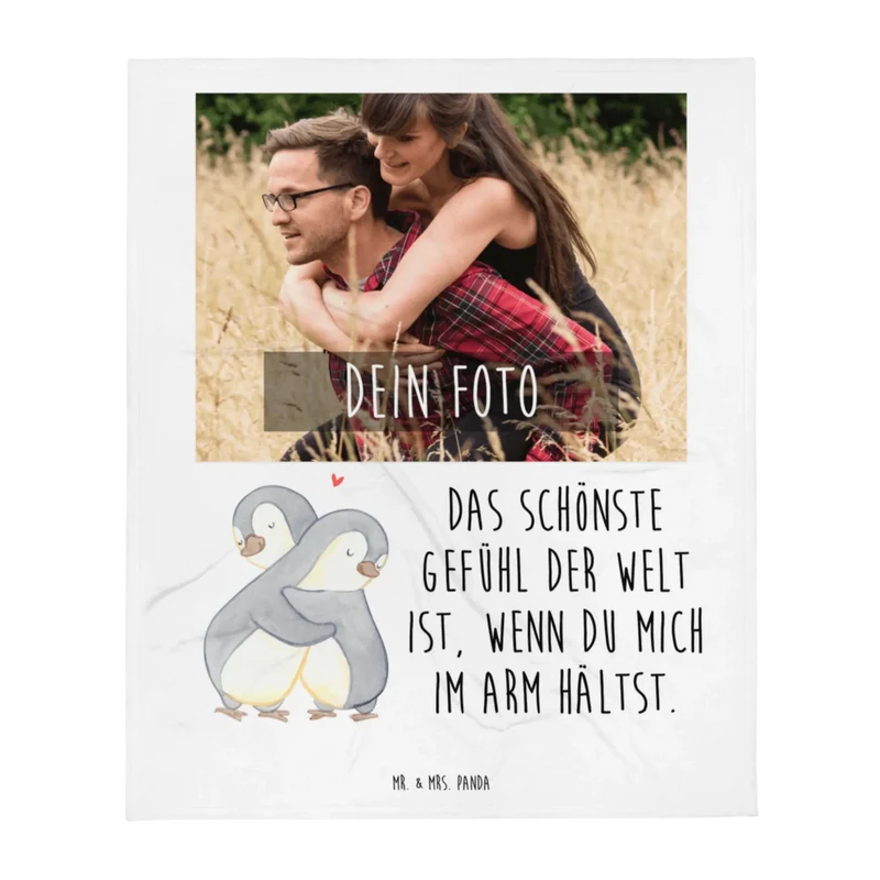 Personalisierte Foto Decke Pinguine Kuscheln