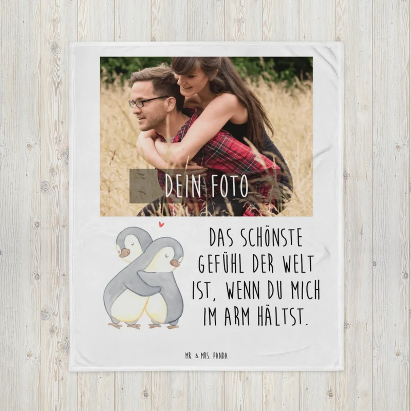 Personalisierte Foto Decke Pinguine Kuscheln