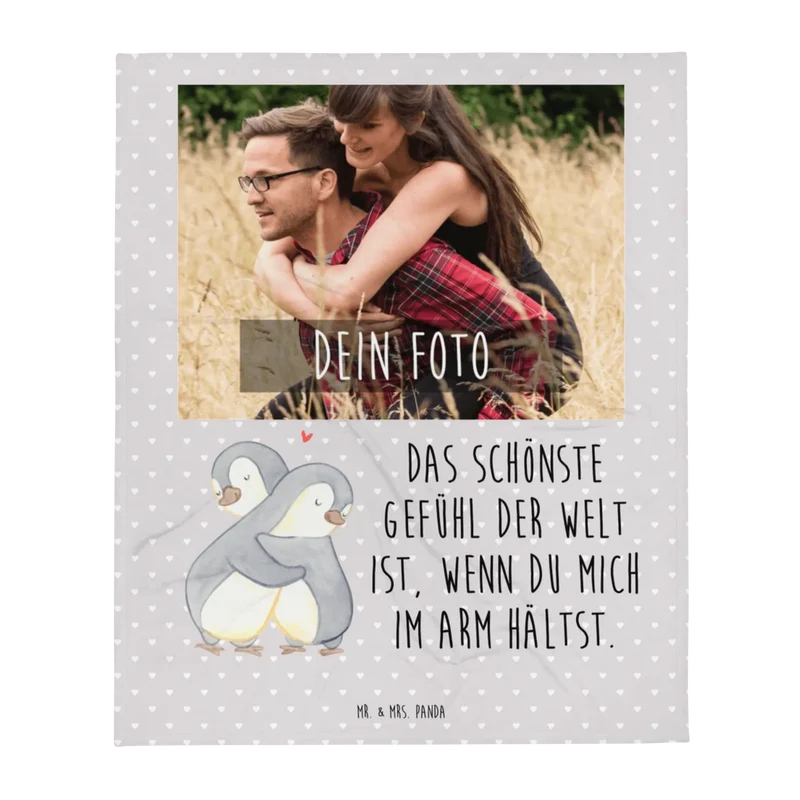 Personalisierte Foto Decke Pinguine Kuscheln