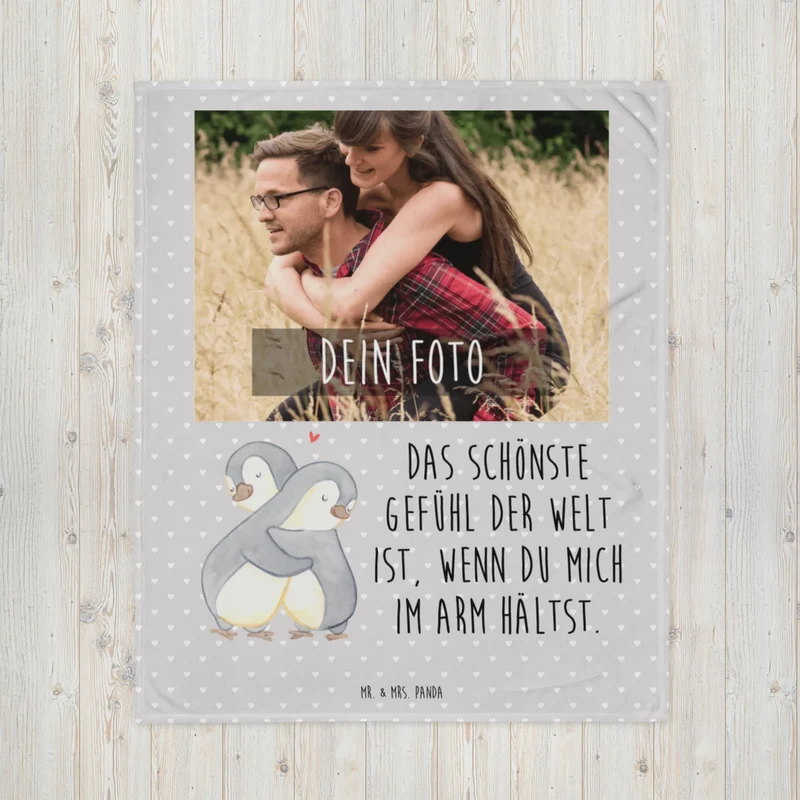 Personalisierte Foto Decke Pinguine Kuscheln