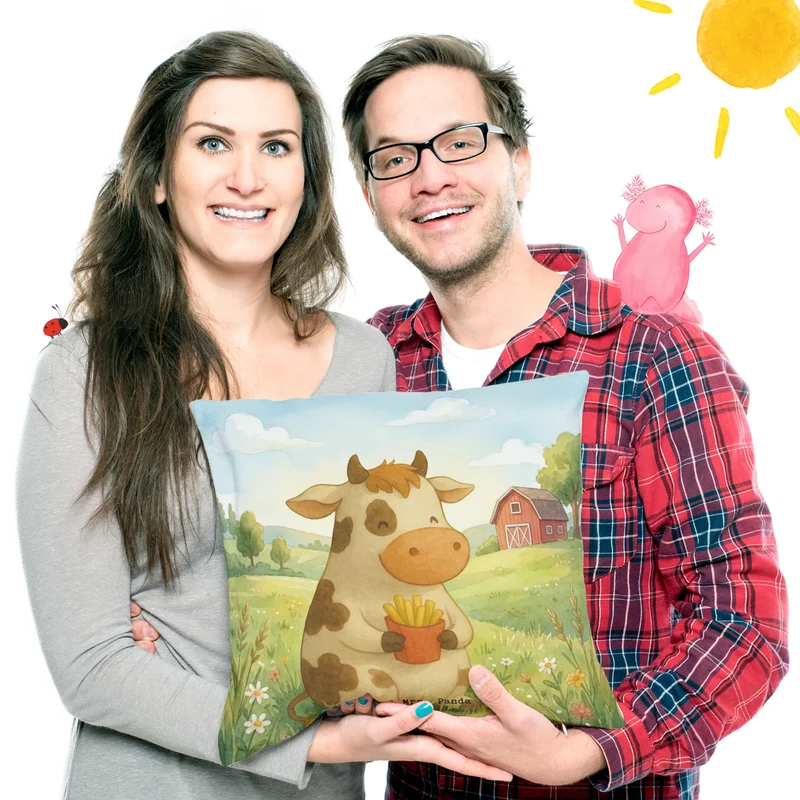 40x40 Kissen Kuh Pommes Design