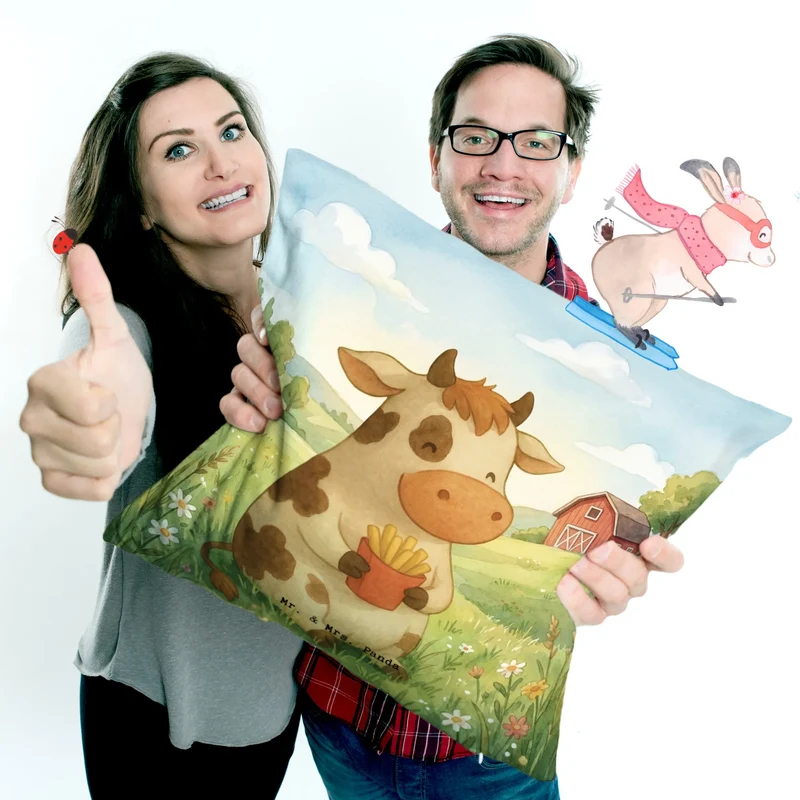 40x40 Kissen Kuh Pommes Design