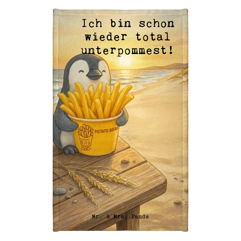 Gästehandtuch Pinguin Pommes Eimer Design