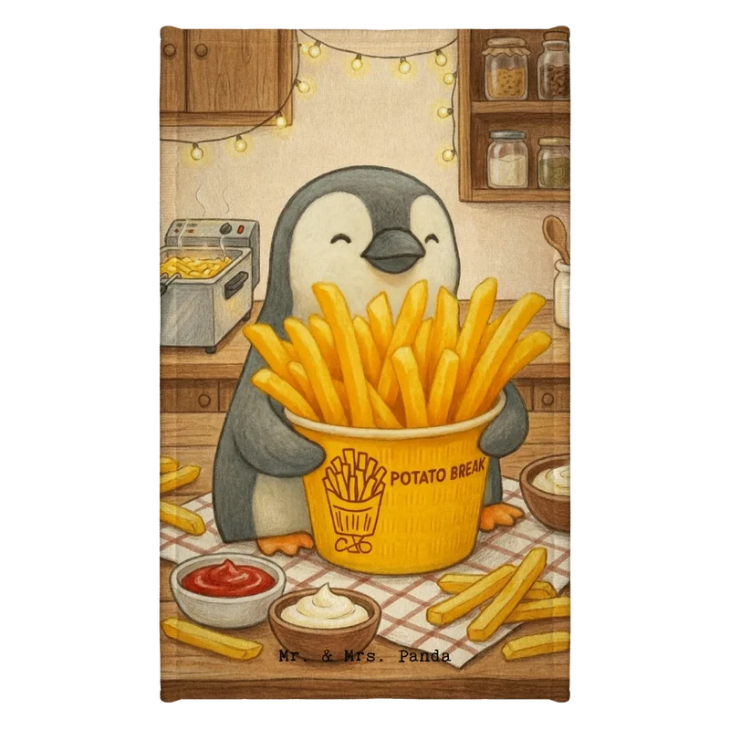 Gästehandtuch Pinguin Pommes Eimer Design