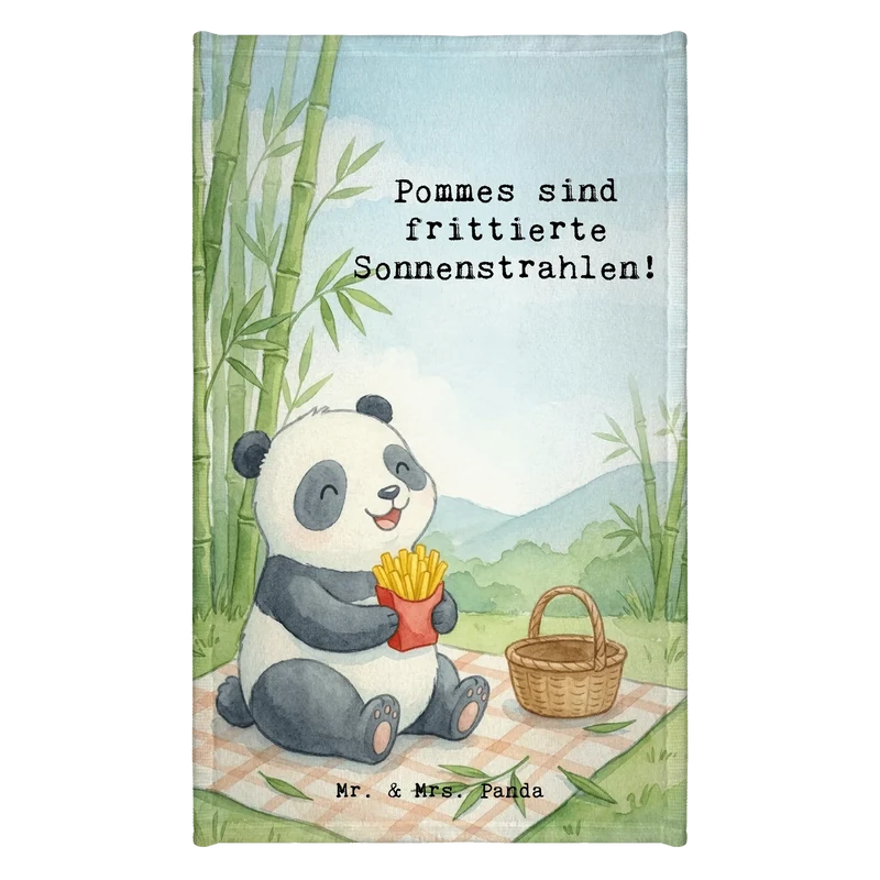 Gästehandtuch Panda beflügelt Pommes Design