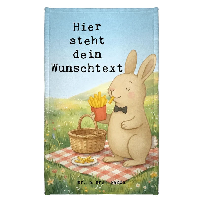 Personalisiertes Gästehandtuch Hase Pommes Design