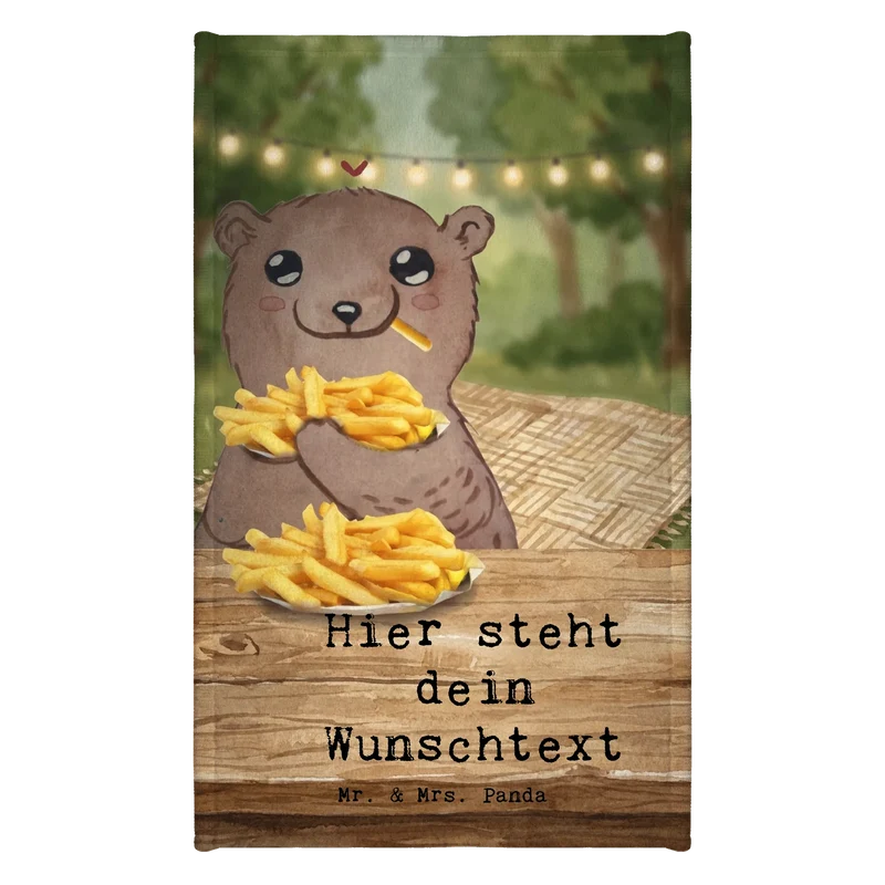Personalisiertes Gästehandtuch Bär Pommes verliebt Design