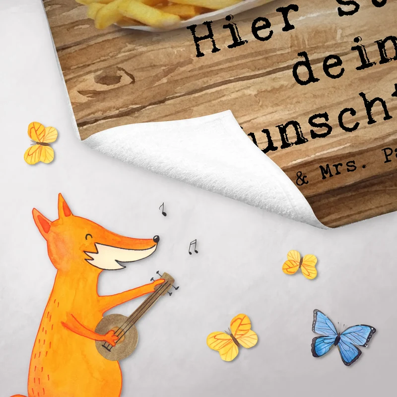 Personalisiertes Gästehandtuch Bär Pommes verliebt Design