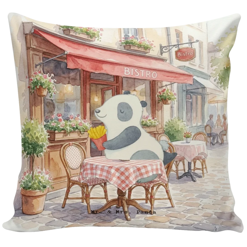 40x40 Kissen Panda beflügelt Pommes Design