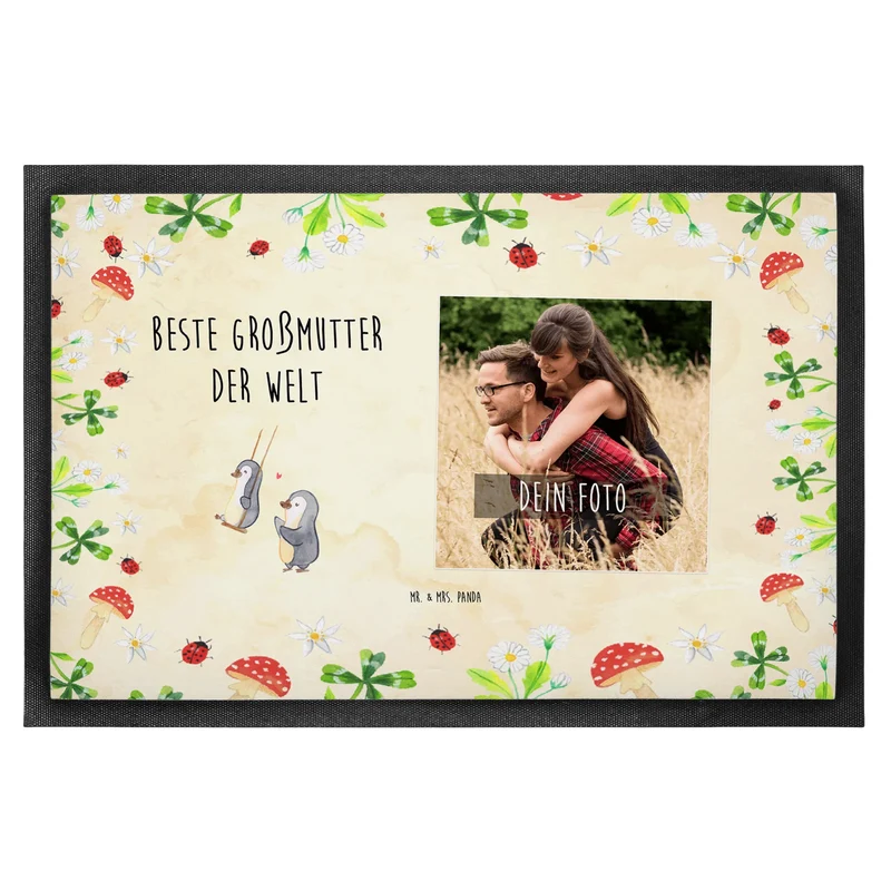Personalisierte Foto Fußmatte Pinguin Beste Großmutter der Welt
