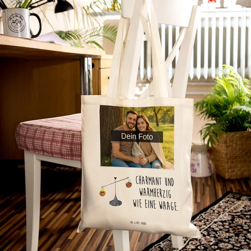 Personalisierte Foto Tragetasche Sternzeichen Waage