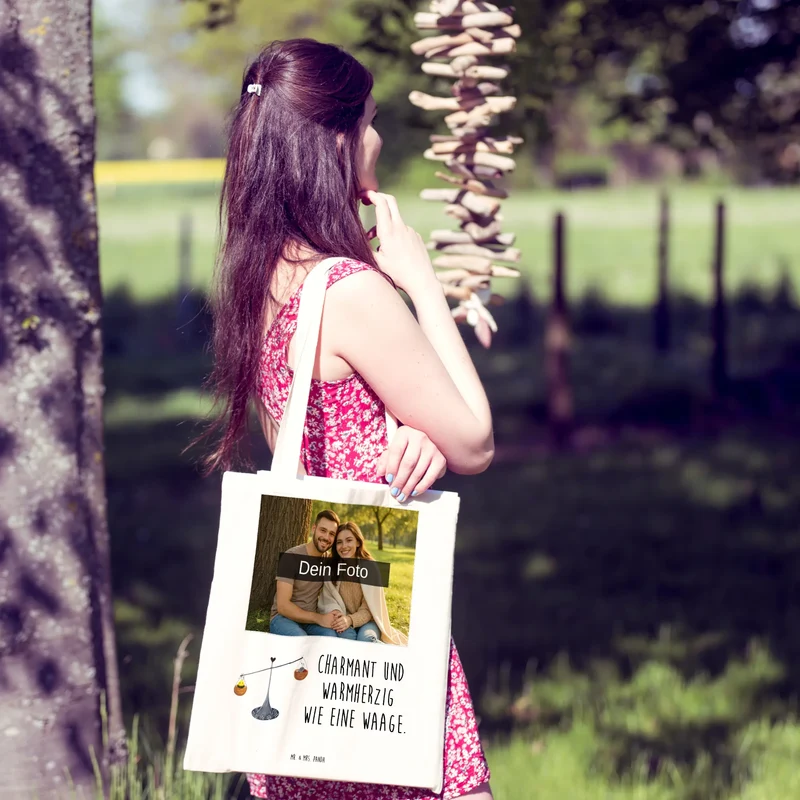 Personalisierte Foto Tragetasche Sternzeichen Waage