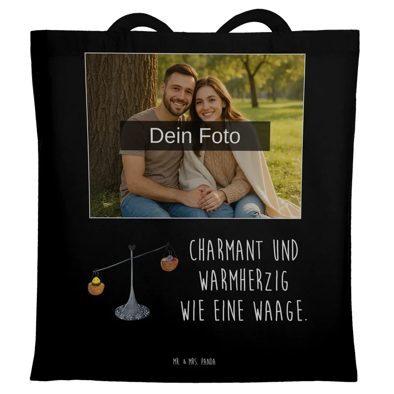 Personalisierte Foto Tragetasche Sternzeichen Waage