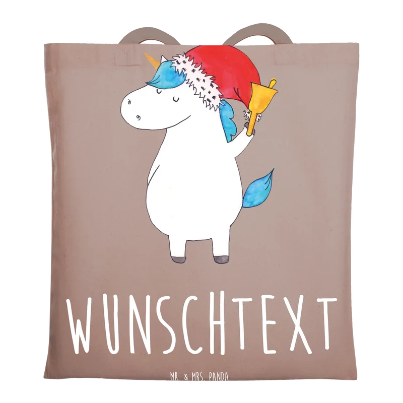 Personalisierte Foto Tragetasche Einhorn Weihnachtsmann