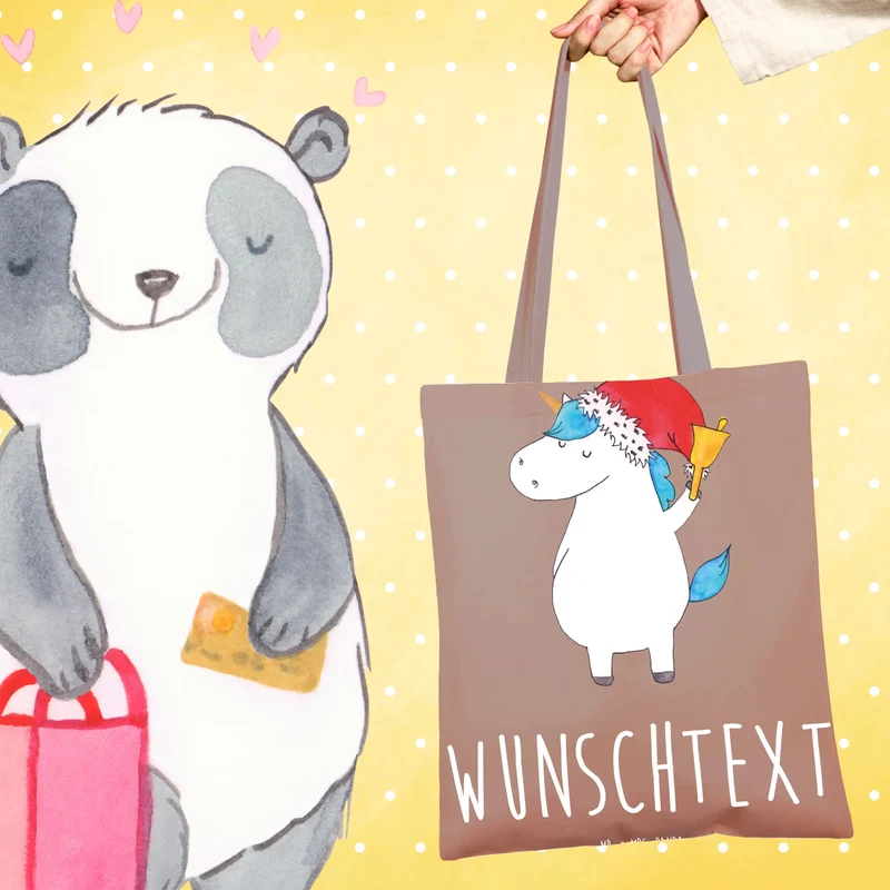 Personalisierte Foto Tragetasche Einhorn Weihnachtsmann