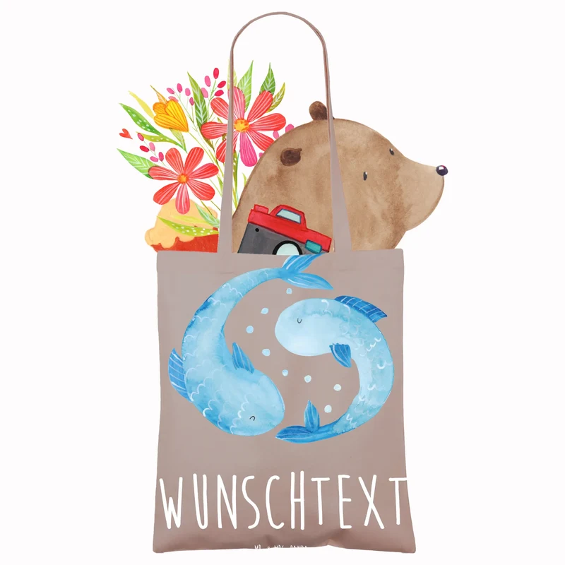 Personalisierte Foto Tragetasche Sternzeichen Fische