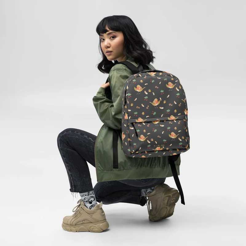 Rucksack Rotkehlchen Federn Muster