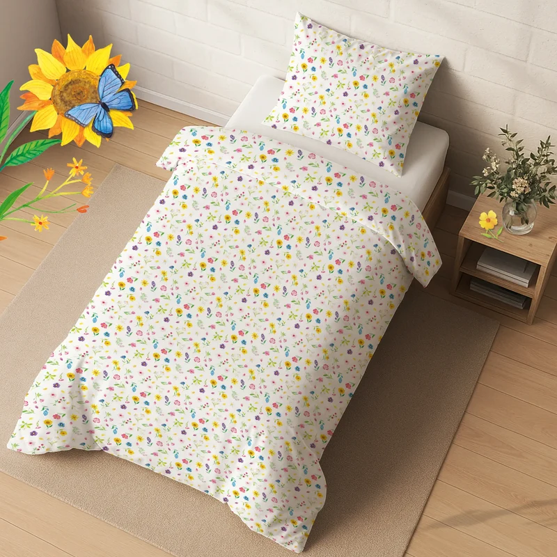 Bettwäsche Bunte Blumenwiese Muster