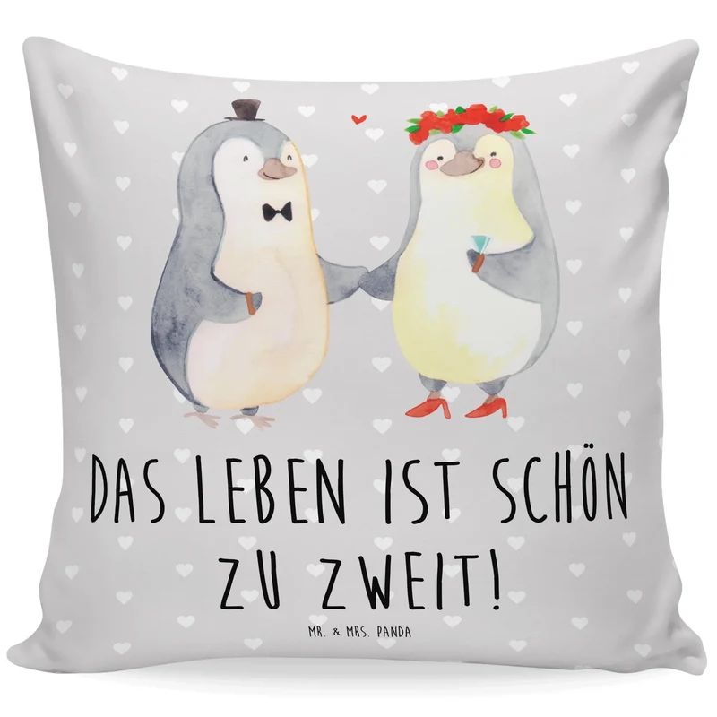 40x40 Kissen Pinguin Heirat