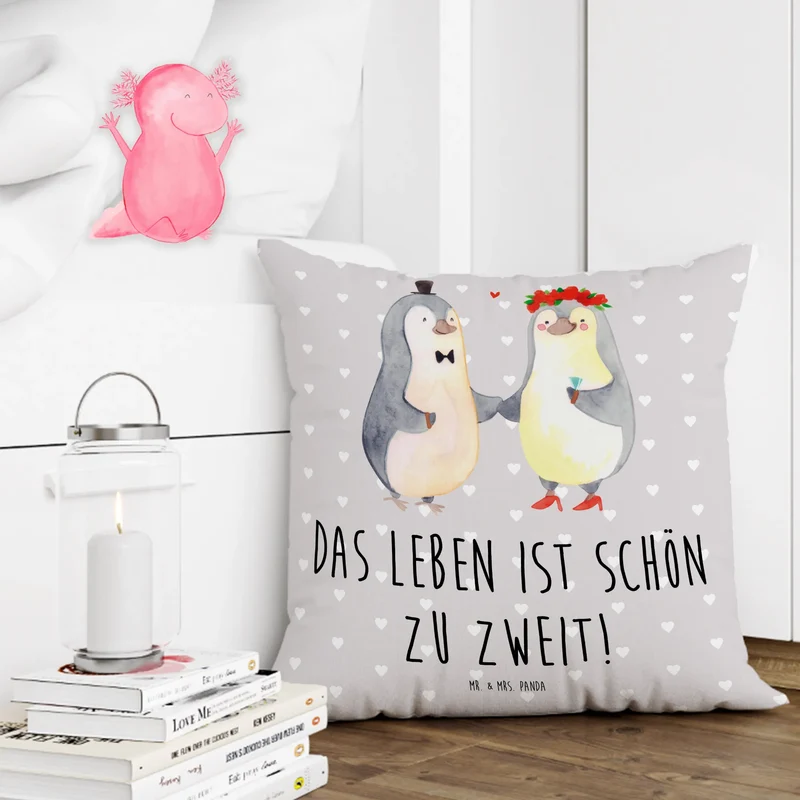 40x40 Kissen Pinguin Heirat