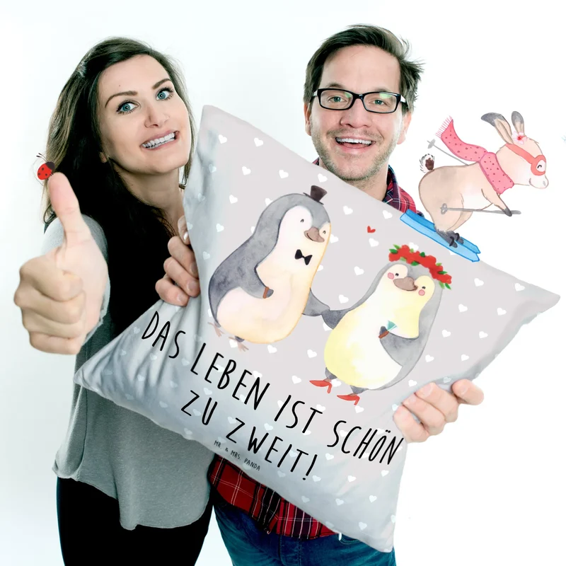40x40 Kissen Pinguin Heirat