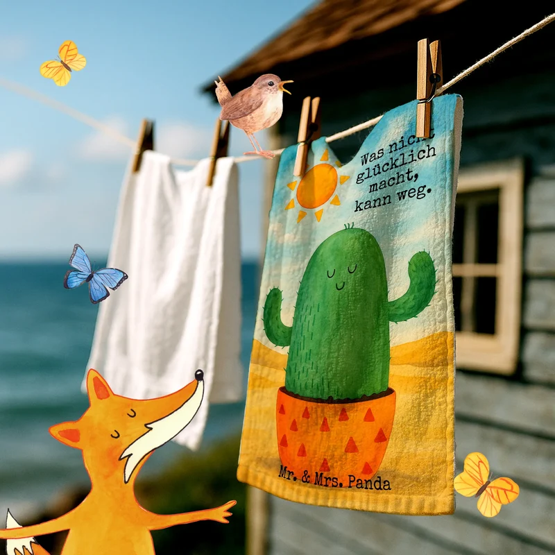 Gästehandtuch Kaktus Sonne Design