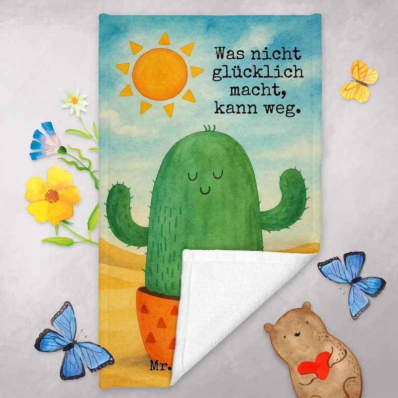 Gästehandtuch Kaktus Sonne Design