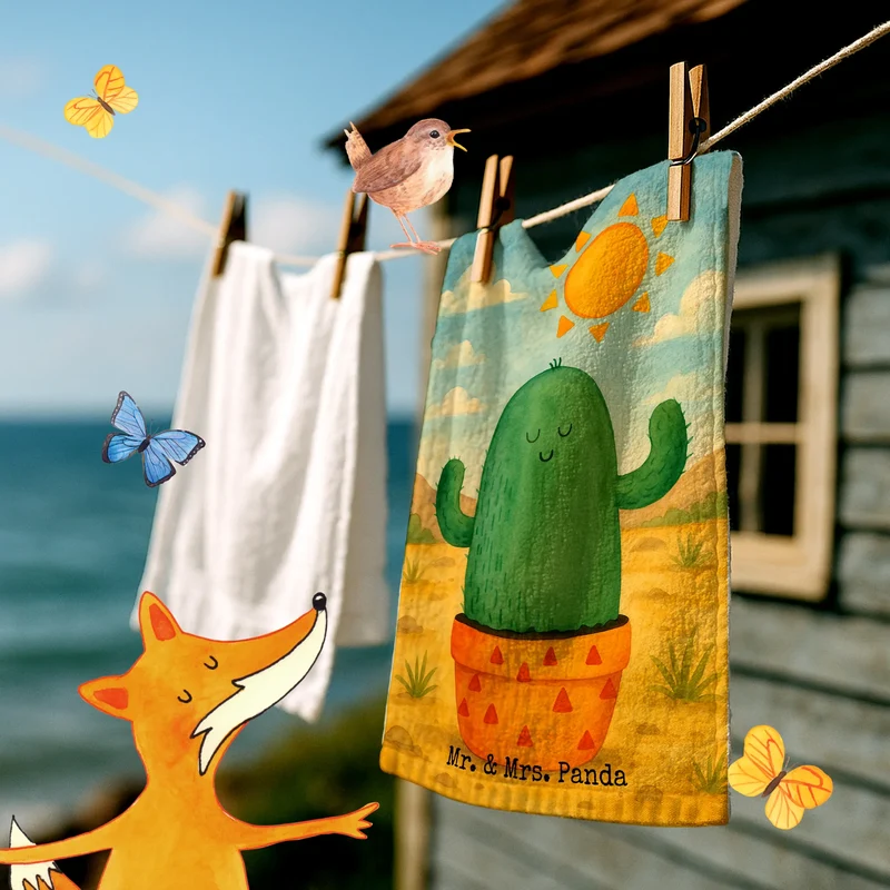 Gästehandtuch Kaktus Sonne Design
