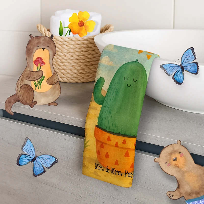 Gästehandtuch Kaktus Sonne Design