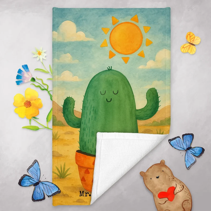 Gästehandtuch Kaktus Sonne Design