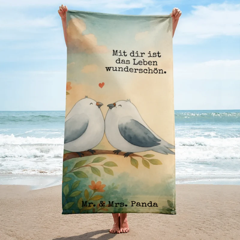 XL Badehandtuch Turteltauben Liebe Design
