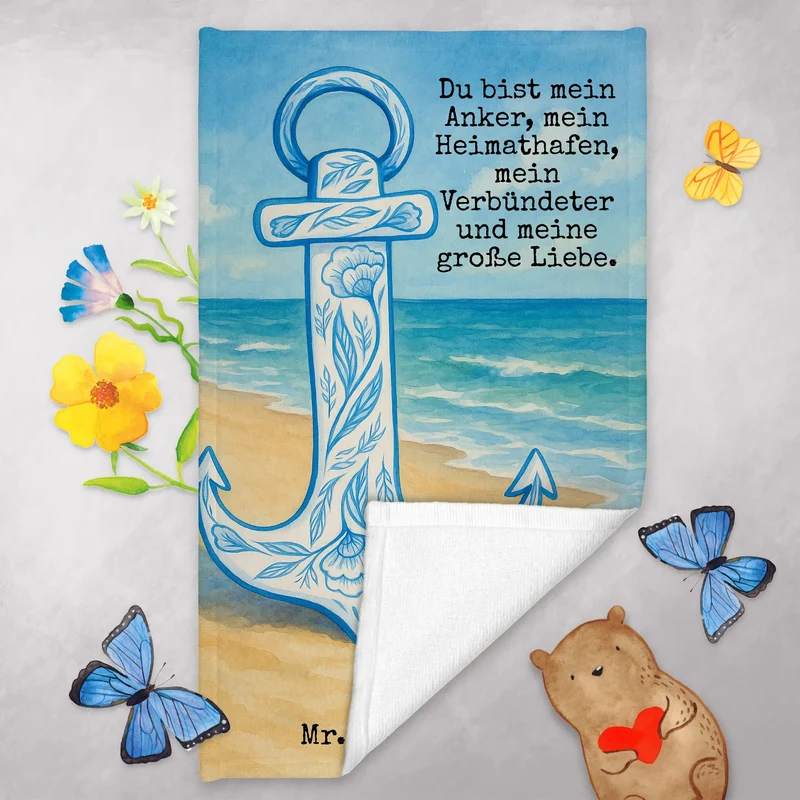 Gästehandtuch Anker Blau Design