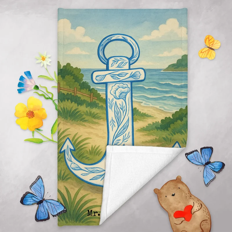 Gästehandtuch Anker Blau Design