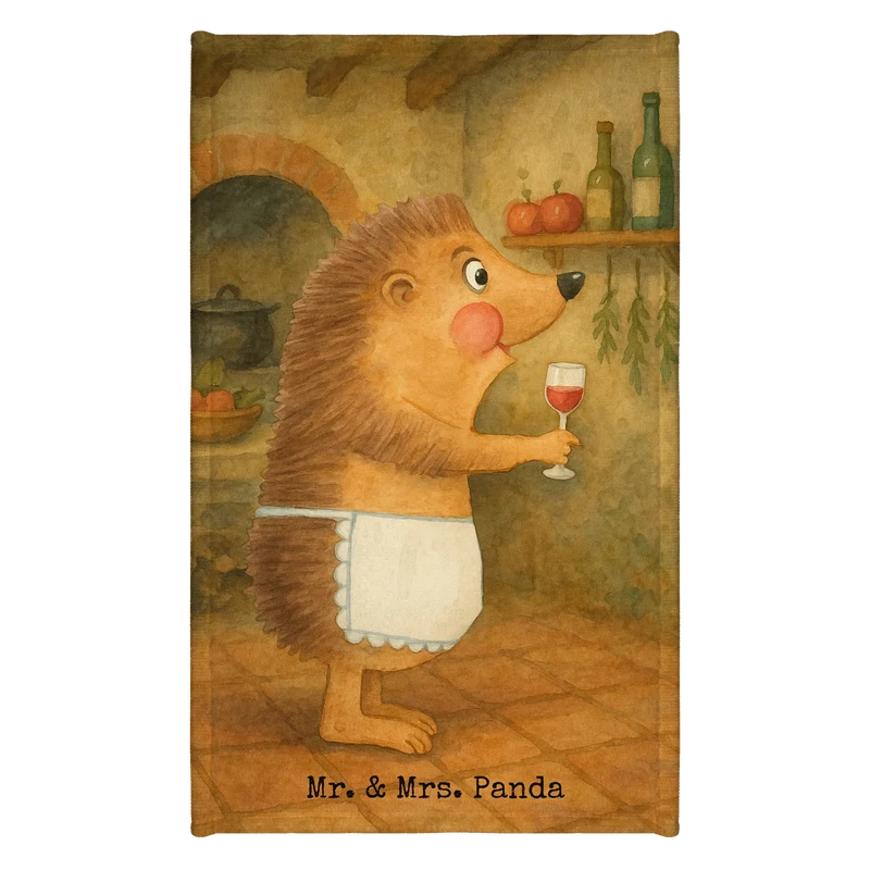 Gästehandtuch Igel Wein Design
