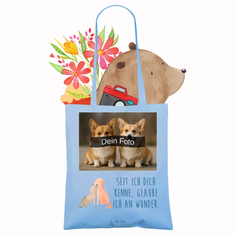 Personalisierte Foto Tragetasche Hunde Liebe