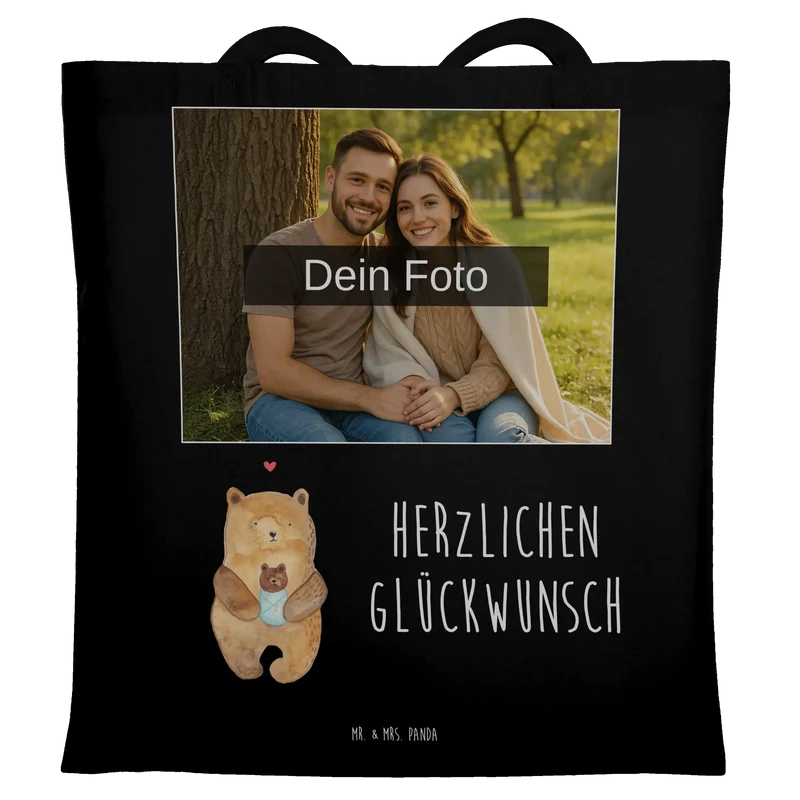 Personalisierte Foto Tragetasche Bär Baby