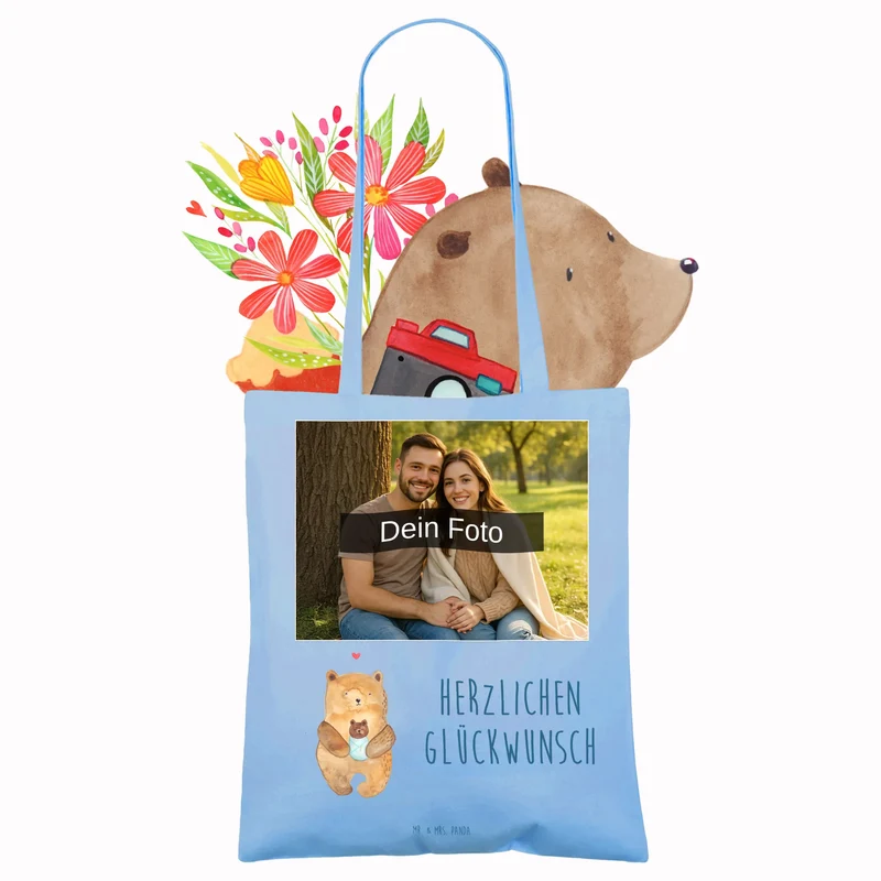 Personalisierte Foto Tragetasche Bär Baby