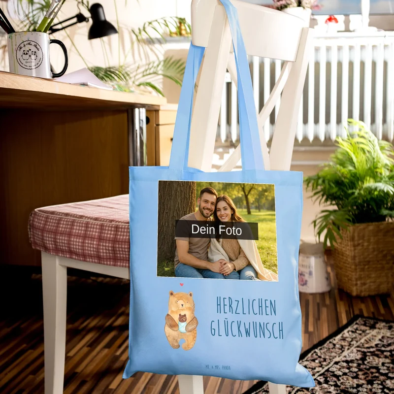 Personalisierte Foto Tragetasche Bär Baby