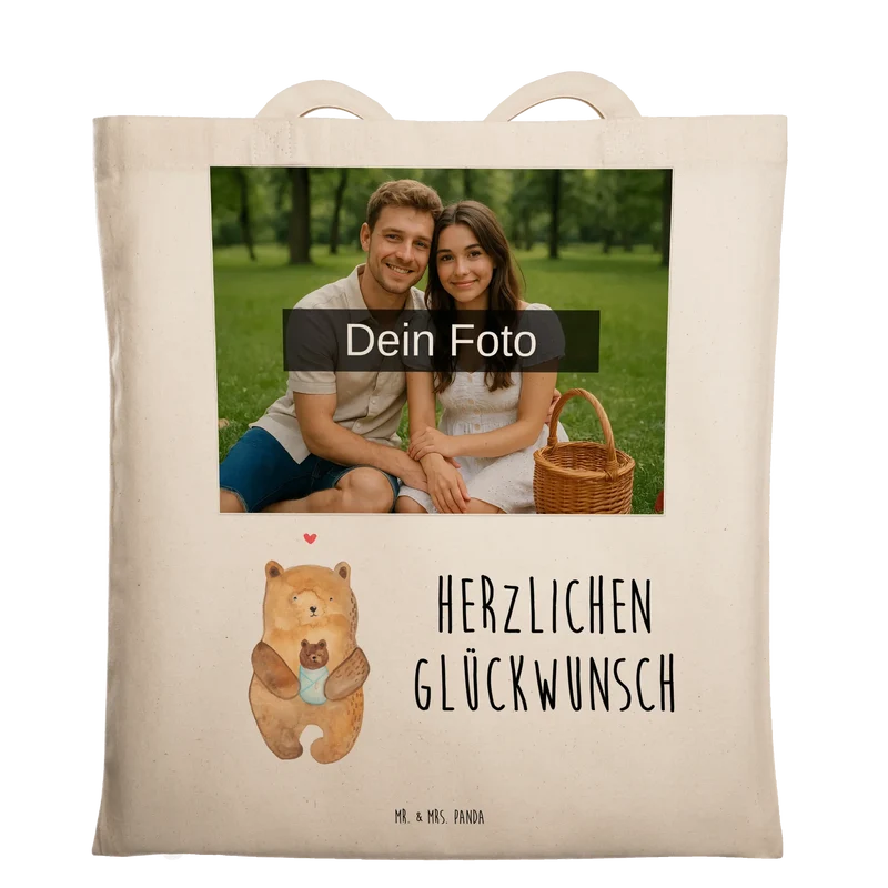 Personalisierte Foto Tragetasche Bär Baby