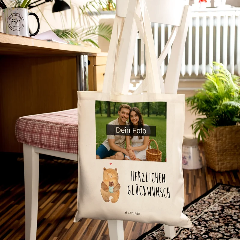 Personalisierte Foto Tragetasche Bär Baby