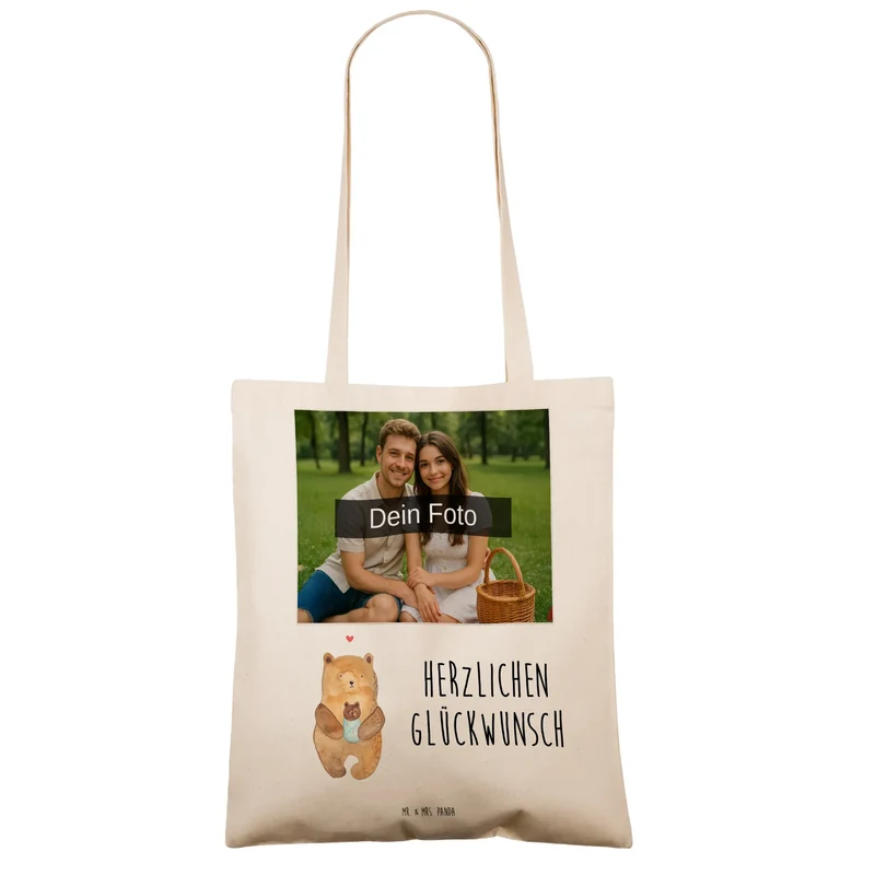 Personalisierte Foto Tragetasche Bär Baby