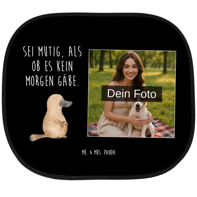 Personalisierbarer Foto Sonnenschutz Auto Schnabeltier Mut