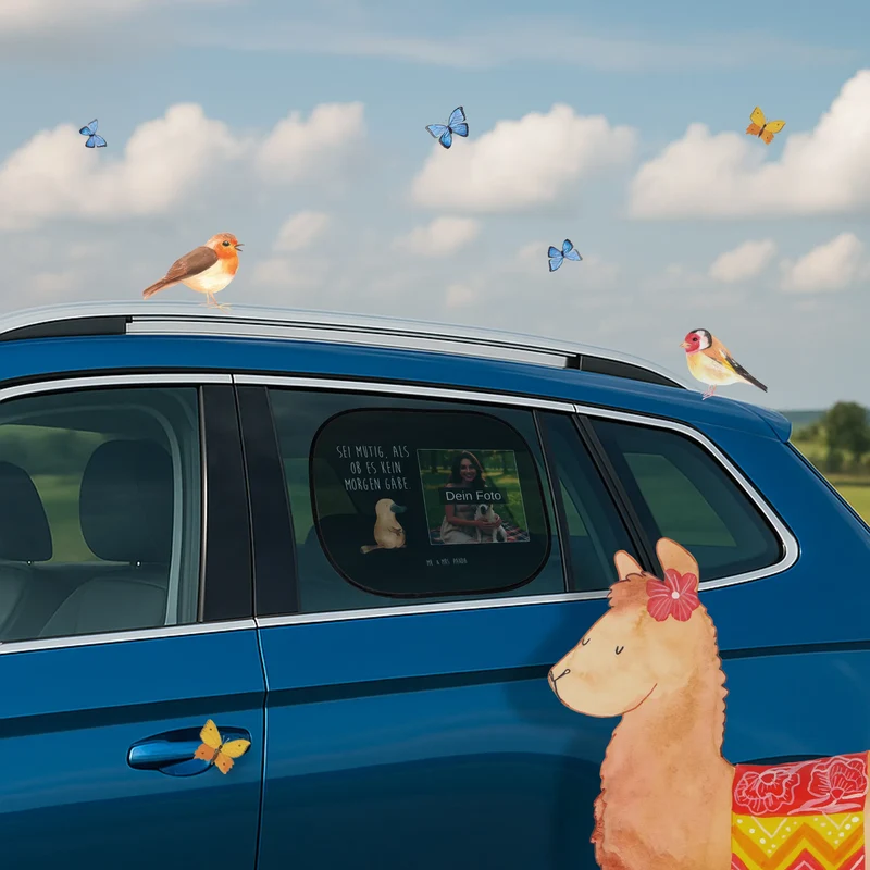 Personalisierbarer Foto Sonnenschutz Auto Schnabeltier Mut