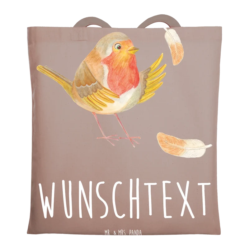 Personalisierte Foto Tragetasche Rotkehlchen Federn