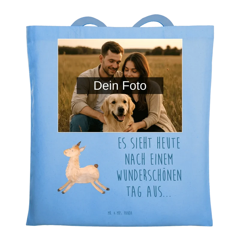 Personalisierte Foto Tragetasche Lama Springen