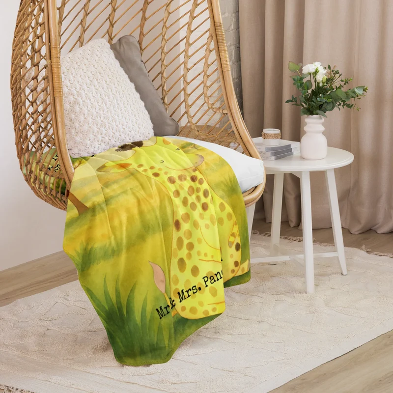 Sherpa Kuscheldecke Giraffe Zufrieden Design